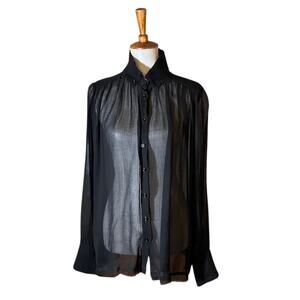 Vintage Calvin Rucker Sheer Cupro Draped Blouse Size M